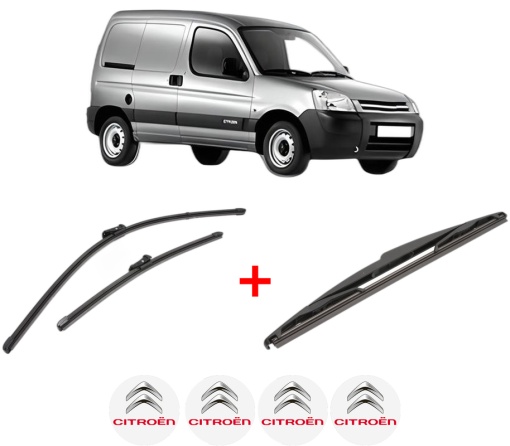 Set 3 stergatoare CITROEN BERLINGO / BERLINGO FIRST Box Body/MPV (M_) din 1996 - 2011, pentru parbriz si luneta fata si spate auto, Valeo Silencio, din cauciuc siliconat rezistent, 4 Stickere Auto CITROEN