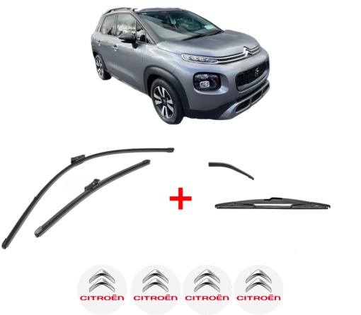 Set 3 stergatoare CITROEN C3 AIRCROSS II Van (2C_, 2R_) din 2019, pentru parbriz si luneta fata si spate auto, Valeo Silencio, din cauciuc siliconat rezistent, 4 Stickere Auto CITROEN