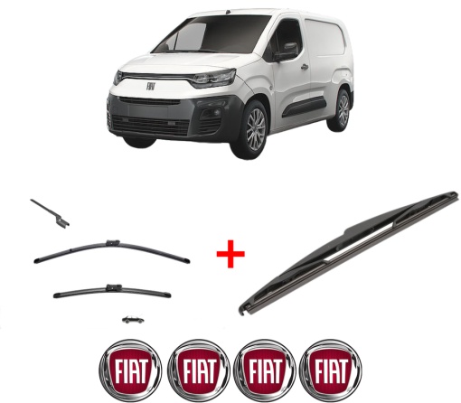 Set 3 stergatoare FIAT DOBLO Box Body/MPV (510_, 511_) din 2022 - 2023, pentru parbriz si luneta fata si spate auto, Valeo Silencio, din cauciuc siliconat rezistent, 4 Stickere Auto FIAT