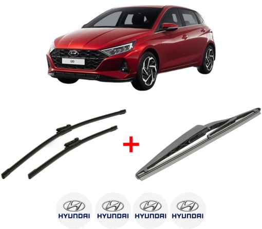 Set 3 stergatoare HYUNDAI i20 III (BC3, BI3) din 2020, pentru parbriz si luneta fata si spate auto, Bosch Twin, din cauciuc siliconat rezistent, 4 Stickere Auto HYUNDAI