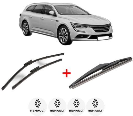 Set 3 stergatoare RENAULT TALISMAN Grandtour (KP_) din 2016 - 2022, pentru parbriz si luneta fata si spate auto, Valeo Silencio, din cauciuc siliconat rezistent, 4 Stickere Auto RENAULT