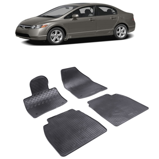 Set 4 covorase Honda Civic Sedan 2006-2012, din cauciuc 100%, compatibile cu autoturismul HONDA Civic