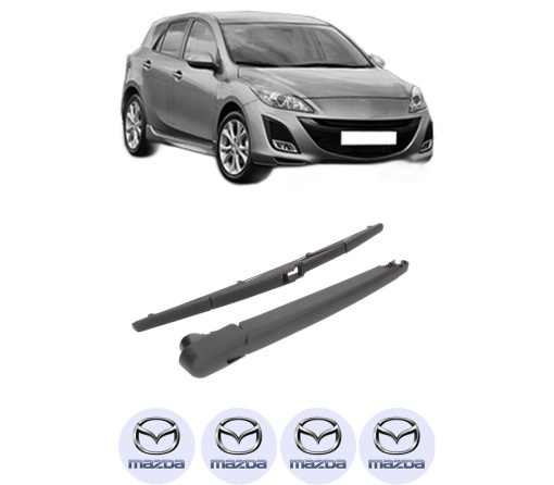 Set brat stergator spate cu lamela pentru MAZDA 3 (BL) din 2008-2014, pentru spate, din cauciuc siliconat rezistent, 4 stickere auto MAZDA