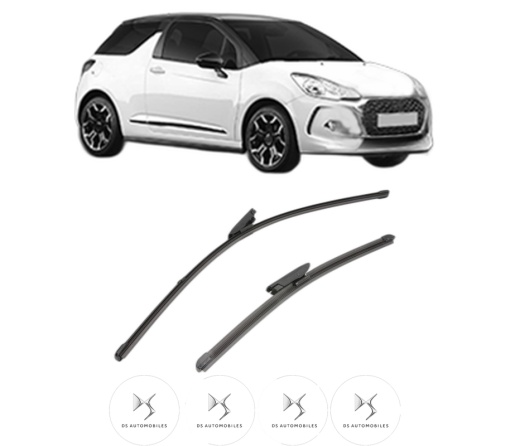 Set stergatoare DS DS 3 (SA_) din 2015-2019, pentru parbriz auto, 2 bucati, Valeo Silencio Xtrm, din cauciuc siliconat rezistent, 4 Stickere Auto DS