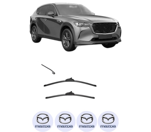 Set stergatoare MAZDA CX-60 (KH_) din 2022, pentru parbriz auto, 2 bucati, Valeo Silencio, din cauciuc siliconat rezistent, 4 Stickere Auto MAZDA