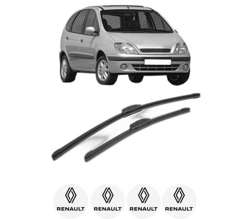 Set stergatoare RENAULT SCENIC I MPV (JA0/1_, FA0_) din 1999-2003, pentru parbriz auto, 2 bucati, Bosch Aerotwin Retrofit, din cauciuc siliconat rezistent, 4 Stickere Auto RENAULT