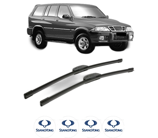 Set stergatoare SSANGYONG MUSSO (FJ) din 1995-2003, pentru parbriz auto, 2 bucati, Bosch Aerotwin Retrofit, din cauciuc siliconat rezistent, 4 Stickere Auto SSANGYONG