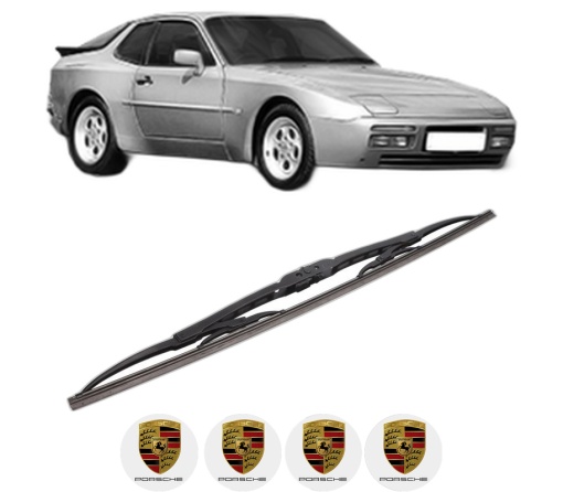 Stergator lamela spate PORSCHE 944 din 1981 - 1998, pentru luneta auto, Bosch Twin, din cauciuc siliconat rezistent, 4 Stickere Auto PORSCHE
