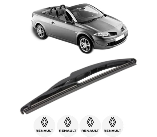 Stergator lamela spate RENAULT MEGANE II Coupé-Cabriolet (EM0/1_) din 2003 - 2009, pentru luneta auto, Valeo Silencio, din cauciuc siliconat rezistent, 4 Stickere Auto RENAULT