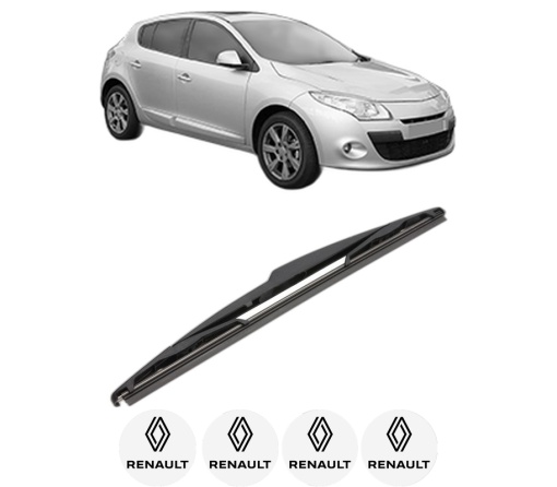 Stergator lamela spate RENAULT MEGANE III Hatchback Van (BZ_) din 2008 - 2015, pentru luneta auto, Valeo Silencio, din cauciuc siliconat rezistent, 4 Stickere Auto RENAULT