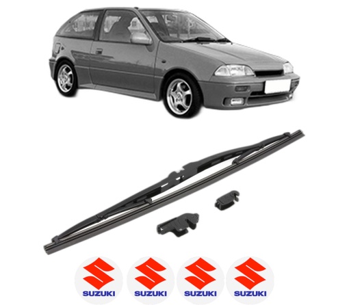 Stergator lamela spate SUZUKI SWIFT II Hatchback (EA, MA) din 1989 - 2005, pentru luneta auto, Valeo Silencio, din cauciuc siliconat rezistent, 4 Stickere Auto SUZUKI