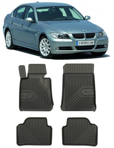 Bmw Seria 3 E90 Din 03.2005 - 12.2011, Sedan , Set Covorase Auto Tip Tavita Premium 3D, din cauciuc