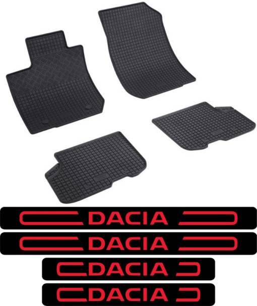 Covorase Dacia Logan II, Combi, din 09.2013 - 12.2020, 5 locuri si set 4 stickere protectie praguri Dacia