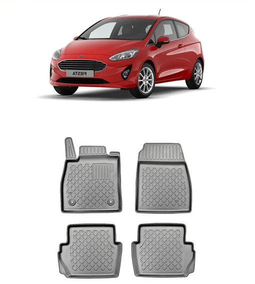 Ford Fiesta VII, Hatchback, Din 07.2017 - Prezent , Set Covorase Auto Tip Tavita Premium 3D, din cauciuc