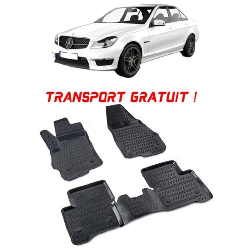 Mercedes C Class W204 2007-2014 Set 4 covorase auto din cauciuc tip tavita premium line 3D - Transport Gratuit!