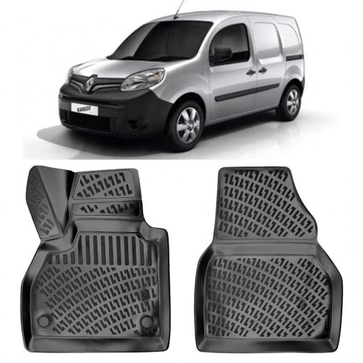 Renault Kangoo II 2007-2020 Set 2 Covorase Auto (Fata) Cauciuc Tip tavita Premium Line 3D