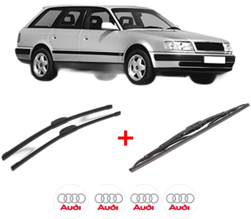 Set 3 stergatoare AUDI 100 C4 Avant (4A5) din 1990 - 1994, pentru parbriz si luneta fata si spate auto, Bosch Twin, din cauciuc siliconat rezistent, 4 Stickere Auto AUDI