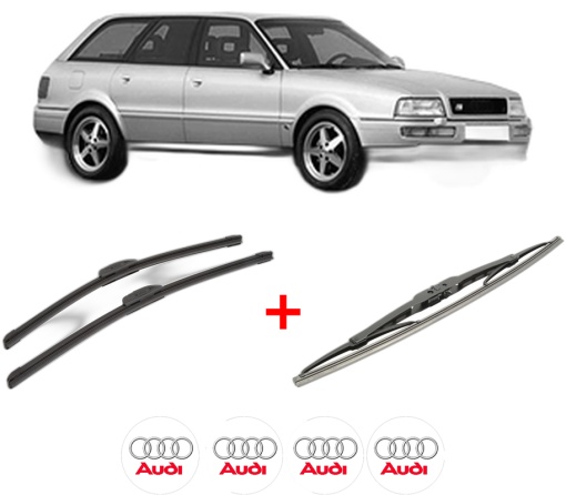 Set 3 stergatoare AUDI 80 B4 Avant (8C5) din 1991 - 1996, pentru parbriz si luneta fata si spate auto, Bosch Twin, din cauciuc siliconat rezistent, 4 Stickere Auto AUDI