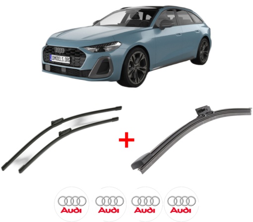 Set 3 stergatoare AUDI A5 Avant (FU5) din 2024, pentru parbriz si luneta fata si spate auto, Bosch Aerotwin, din cauciuc siliconat rezistent, 4 Stickere Auto AUDI