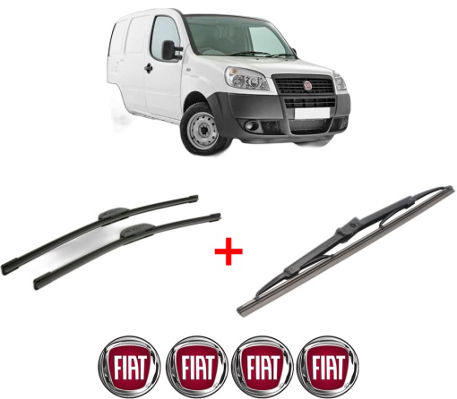 Set 3 stergatoare FIAT DOBLO Box Body/MPV (223_) din 2001 - 2010, pentru parbriz si luneta fata si spate auto, Bosch Twin, din cauciuc siliconat rezistent, 4 Stickere Auto FIAT