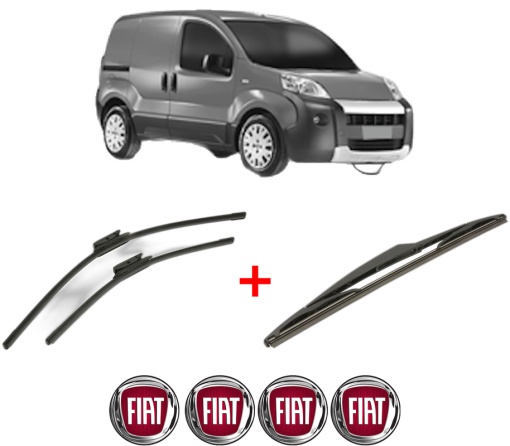 Set 3 stergatoare FIAT FIORINO MPV (225_) din 2007, pentru parbriz si luneta fata si spate auto, Bosch Twin, din cauciuc siliconat rezistent, 4 Stickere Auto FIAT