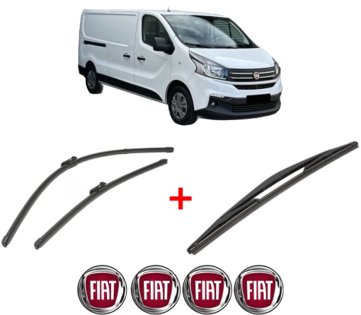 Set 3 stergatoare FIAT TALENTO Bus (296_) din 2016, pentru parbriz si luneta fata si spate auto, Valeo Silencio, din cauciuc siliconat rezistent, 4 Stickere Auto FIAT