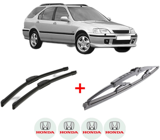 Set 3 stergatoare HONDA CIVIC VI Aerodeck (MB, MC) din 1998 - 2001, pentru parbriz si luneta fata si spate auto, Bosch Twin, din cauciuc siliconat rezistent, 4 Stickere Auto HONDA