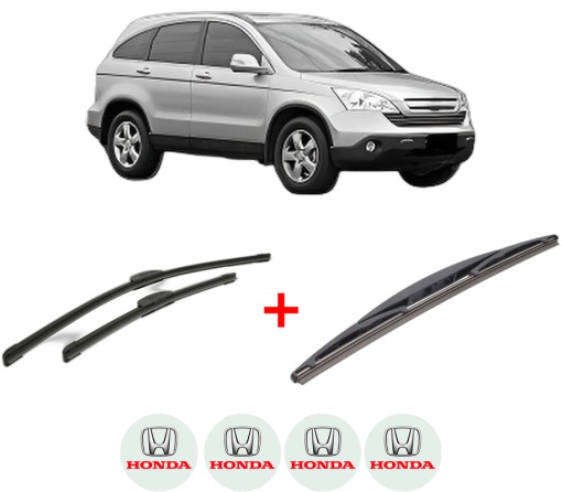Set 3 stergatoare HONDA CR-V III (RE_) din 2006 - 2012, pentru parbriz si luneta fata si spate auto, Bosch Twin, din cauciuc siliconat rezistent, 4 Stickere Auto HONDA
