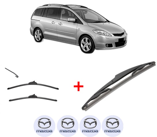 Set 3 stergatoare MAZDA 5 (CR) din 2005 - 2010, pentru parbriz si luneta fata si spate auto, Valeo Silencio, din cauciuc siliconat rezistent, 4 Stickere Auto MAZDA