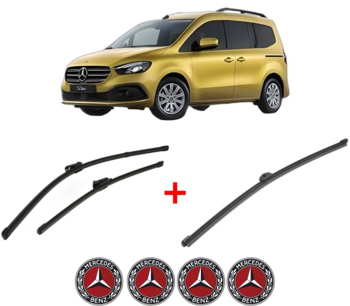 Set 3 stergatoare MERCEDES-BENZ T-CLASS MPV (W420) din 2022, pentru parbriz si luneta fata si spate auto, Valeo Silencio Xtrm, din cauciuc siliconat rezistent, 4 Stickere Auto MERCEDES-BENZ