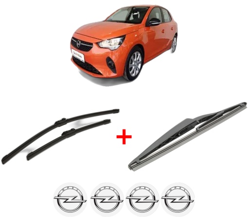Set 3 stergatoare OPEL CORSA F (P2JO) din 2019, pentru parbriz si luneta fata si spate auto, Bosch Twin, din cauciuc siliconat rezistent, 4 Stickere Auto OPEL