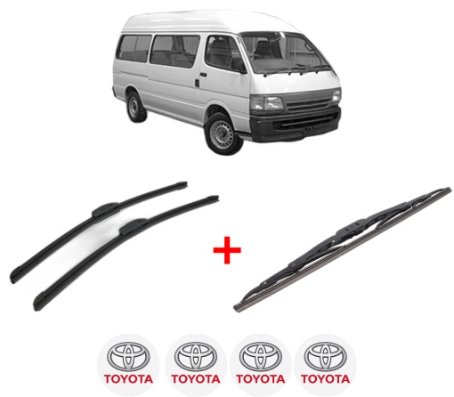 Set 3 stergatoare TOYOTA HIACE IV Bus (__H1_, __H2_) din 1995 - 2012, pentru parbriz si luneta fata si spate auto, Bosch Twin, din cauciuc siliconat rezistent, 4 Stickere Auto TOYOTA