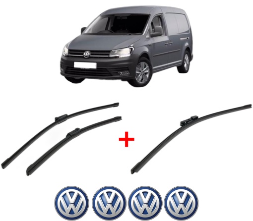 Set 3 stergatoare Volkswagen CADDY IV MPV (SAB, SAJ) din 2015 - 2020, pentru parbriz si luneta fata si spate auto, Bosch Aerotwin, din cauciuc siliconat rezistent, 4 Stickere Auto VW