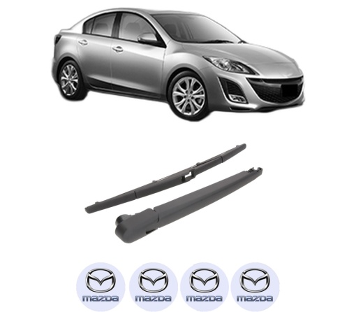 Set brat stergator spate cu lamela pentru MAZDA 3 Saloon (BL) din 2008-2014, pentru spate, din cauciuc siliconat rezistent, 4 stickere auto MAZDA