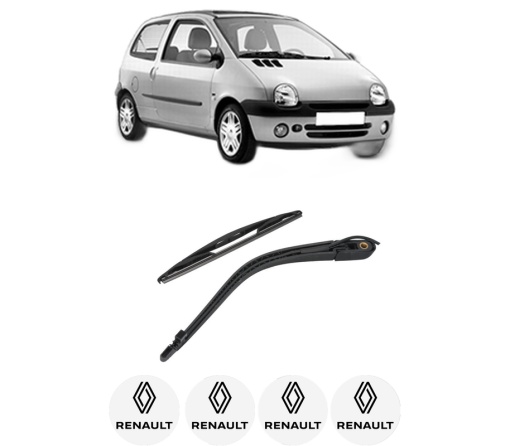 Set brat stergator spate cu lamela pentru RENAULT TWINGO I (C06_) din 1993-2007, pentru spate, din cauciuc siliconat rezistent, 4 stickere auto RENAULT