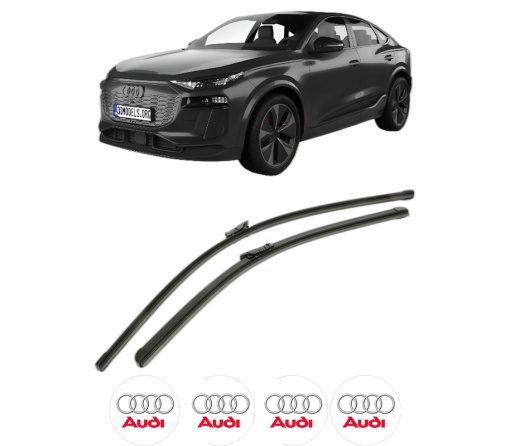 Set stergatoare AUDI Q6 E-TRON (GFB) din 2024, pentru parbriz auto, 2 bucati, Bosch Aerotwin, din cauciuc siliconat rezistent, 4 Stickere Auto AUDI