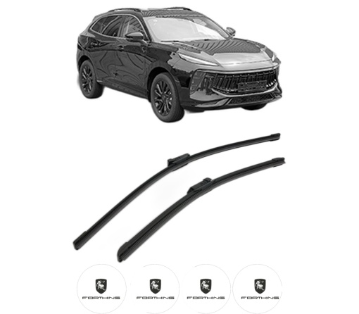 Set stergatoare FORTHING T5 EVO din 2023, pentru parbriz auto, 2 bucati, Bosch Aerotwin, din cauciuc siliconat rezistent, 4 Stickere Auto FORTHING