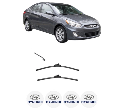 Set stergatoare HYUNDAI ACCENT IV Saloon (RB) din 2010-2017, pentru parbriz auto, 2 bucati, Valeo Silencio, din cauciuc siliconat rezistent, 4 Stickere Auto HYUNDAI