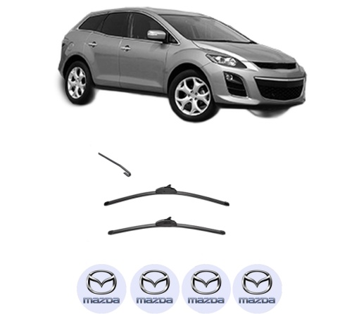 Set stergatoare MAZDA CX-7 (ER) din 2006-2014, pentru parbriz auto, 2 bucati, Valeo Silencio, din cauciuc siliconat rezistent, 4 Stickere Auto MAZDA