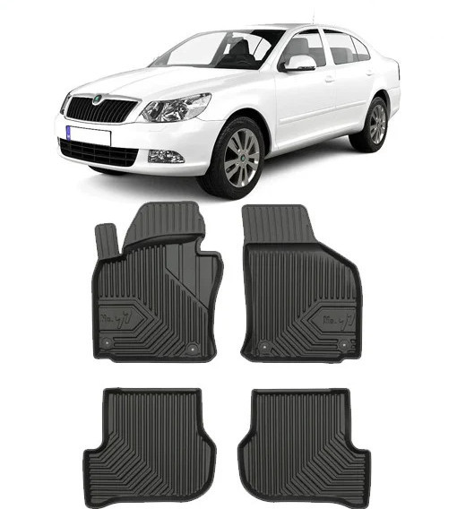 Skoda Octavia II Rs Din 03.2004 - 01.2013, Hatchback , Set Covorase Auto Tip Tavita Premium 3D, din cauciuc