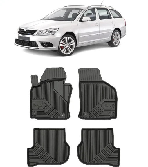 Skoda Octavia II Scout Din 2004 - 04.2013, Combi , Set Covorase Auto Tip Tavita Premium 3D, din cauciuc