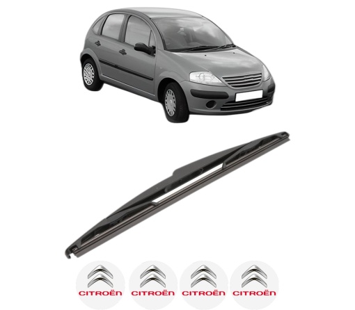 Stergator lamela spate CITROEN C3 I (FC_, FN_) din 2002 - 2012, pentru luneta auto, Valeo Silencio, din cauciuc siliconat rezistent, 4 Stickere Auto CITROEN