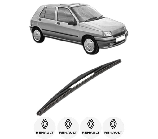 Stergator lamela spate RENAULT CLIO I (B/C57_, 5/357_) din 1990 - 1998, pentru luneta auto, Valeo Silencio, din cauciuc siliconat rezistent, 4 Stickere Auto RENAULT
