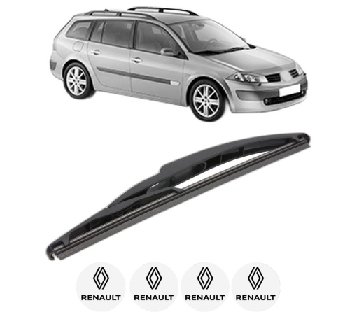 Stergator lamela spate RENAULT MEGANE II Estate (KM0/1_) din 2003 - 2011, pentru luneta auto, Valeo Silencio, din cauciuc siliconat rezistent, 4 Stickere Auto RENAULT