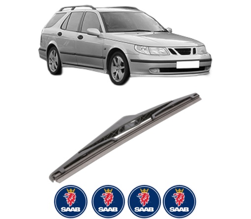 Stergator lamela spate SAAB 9-5 Estate (YS3E) din 1998 - 2009, pentru luneta auto, Bosch Twin, din cauciuc siliconat rezistent, 4 Stickere Auto SAAB