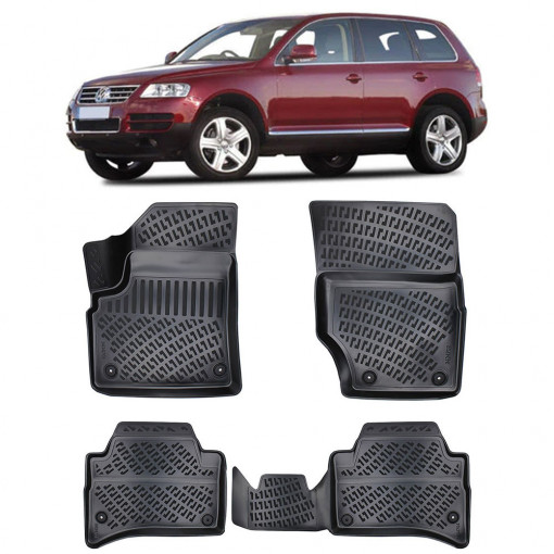 Volkswagen Touareg I 2002-2010 Set 4 covorase auto din cauciuc tip tavita premium line 3D