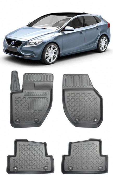 Volvo V40 II, Hatchback, Din 07.2012 - Prezent , Set Covorase Auto Tip Tavita Premium 3D, din cauciuc