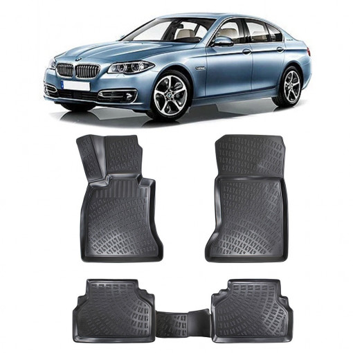 Bmw Seria 5 VI F10 / F11 / F07 / F18 2010-2013 Set 4 covorase auto din cauciuc tip tavita premium line 3D