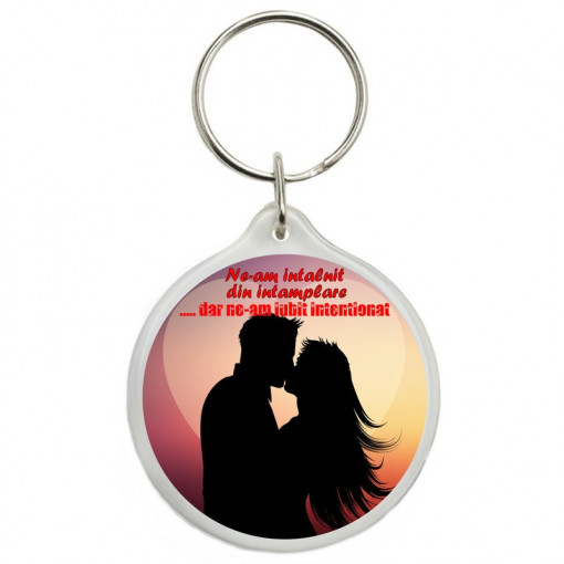 Breloc personalizat "Ne-am intalnit din intamplare", 4.5 cm x 4.5 cm