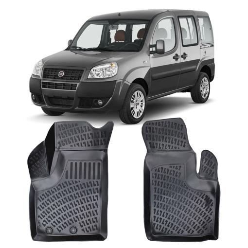 Fiat Doblo 2000-2009 Set 2 Covorase Auto (Fata) Cauciuc Tip tavita Premium Line 3D - Transport Gratuit!